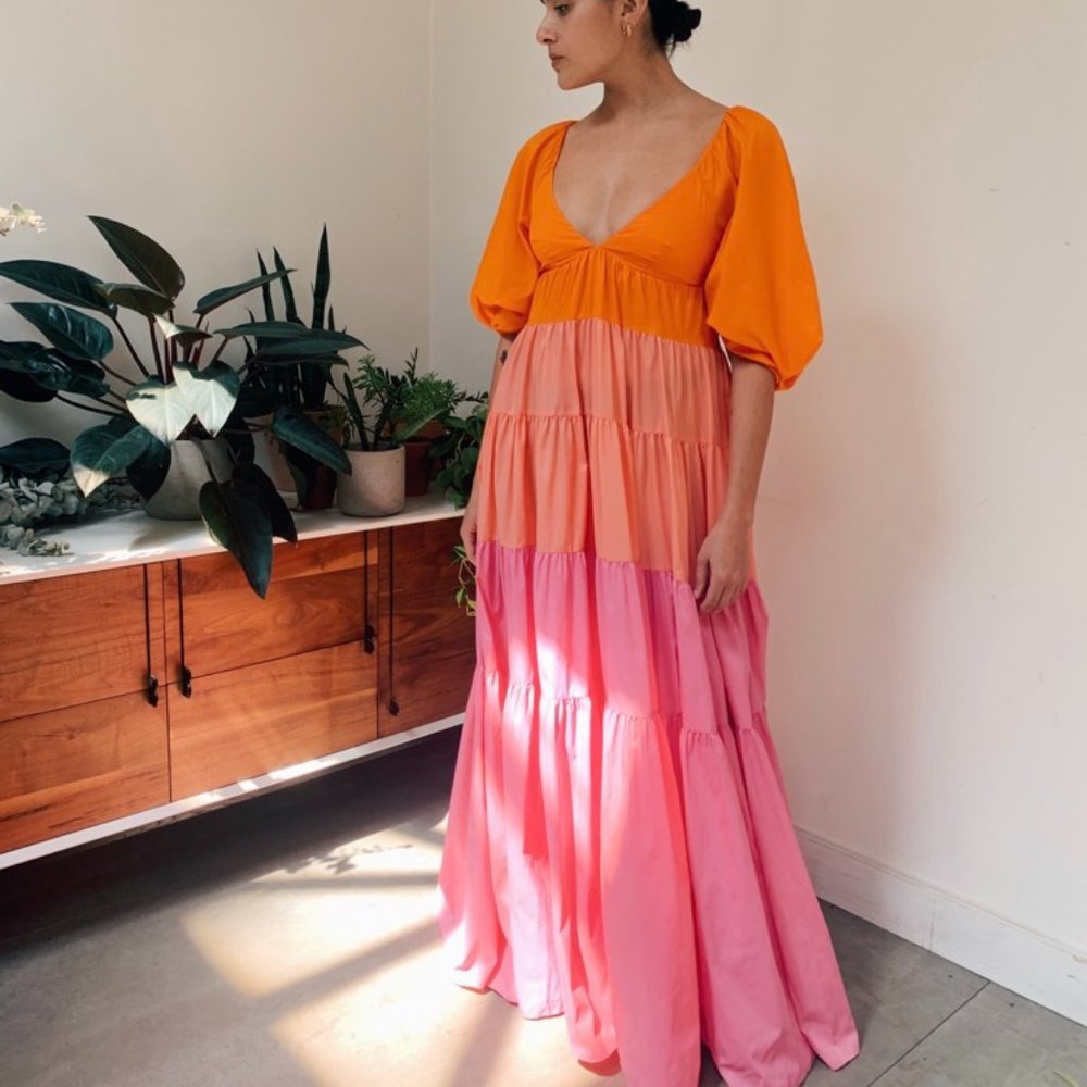 Staud Meadow Colorblock Maxi Dress S